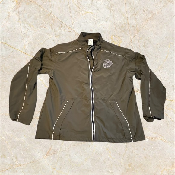 US Marine Corps Other - US Marine Corps PT Windbreaker Jacket Mens XL Olive Green Reflective